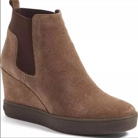 Aquatalia Claire Wedge Suede Ankle Booties Size 10 - Picture 6 of 6